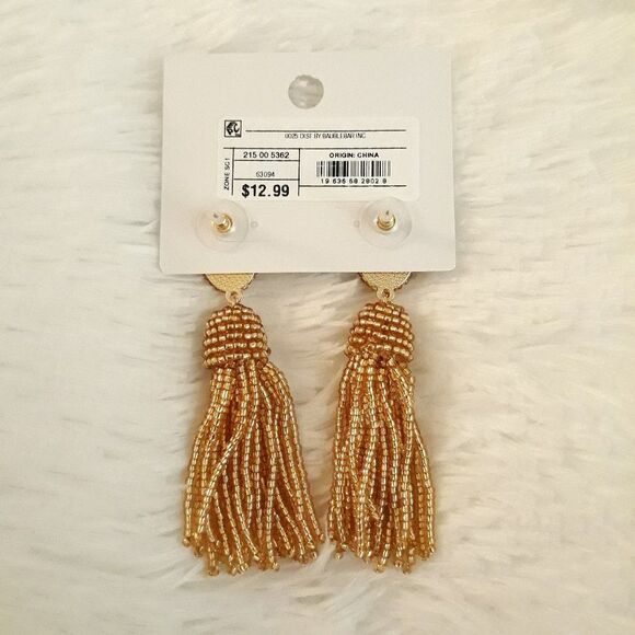 SUGAR FIX "Polished Beaded Tassel Earrings" (Gold) ~ NEW!!! - Picture 4 of 6